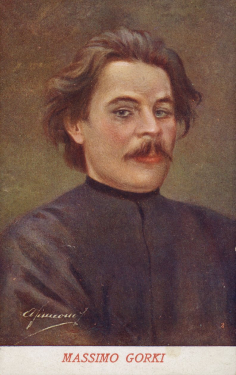 Maxim Gorky (1868-1936), scrittore e attivista politico russo (litografia a colori) da Italian School