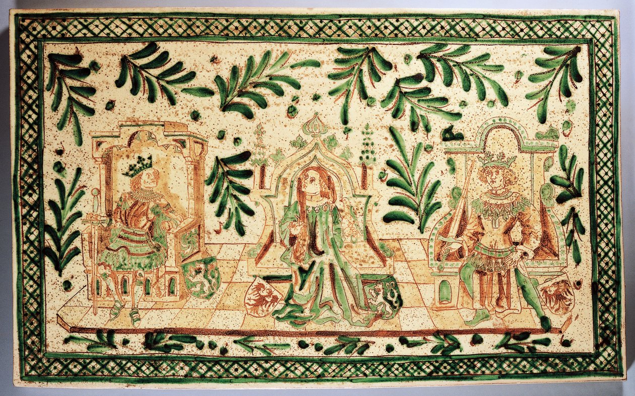 Placca decorativa di stile medievale raffigurante Costanza d