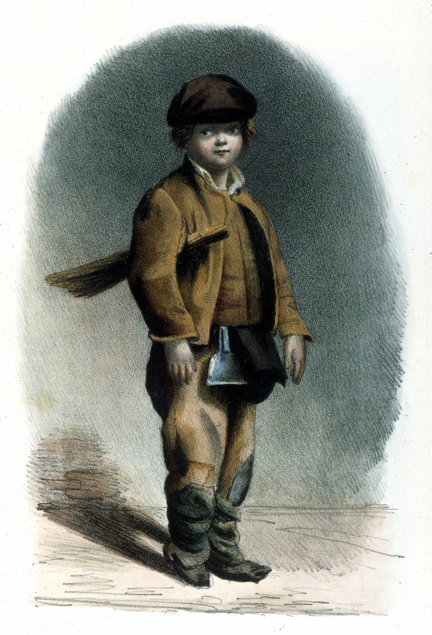Mestiere milanese: uno spazzacamino. Incisione del 1830 Locarno da Italian School