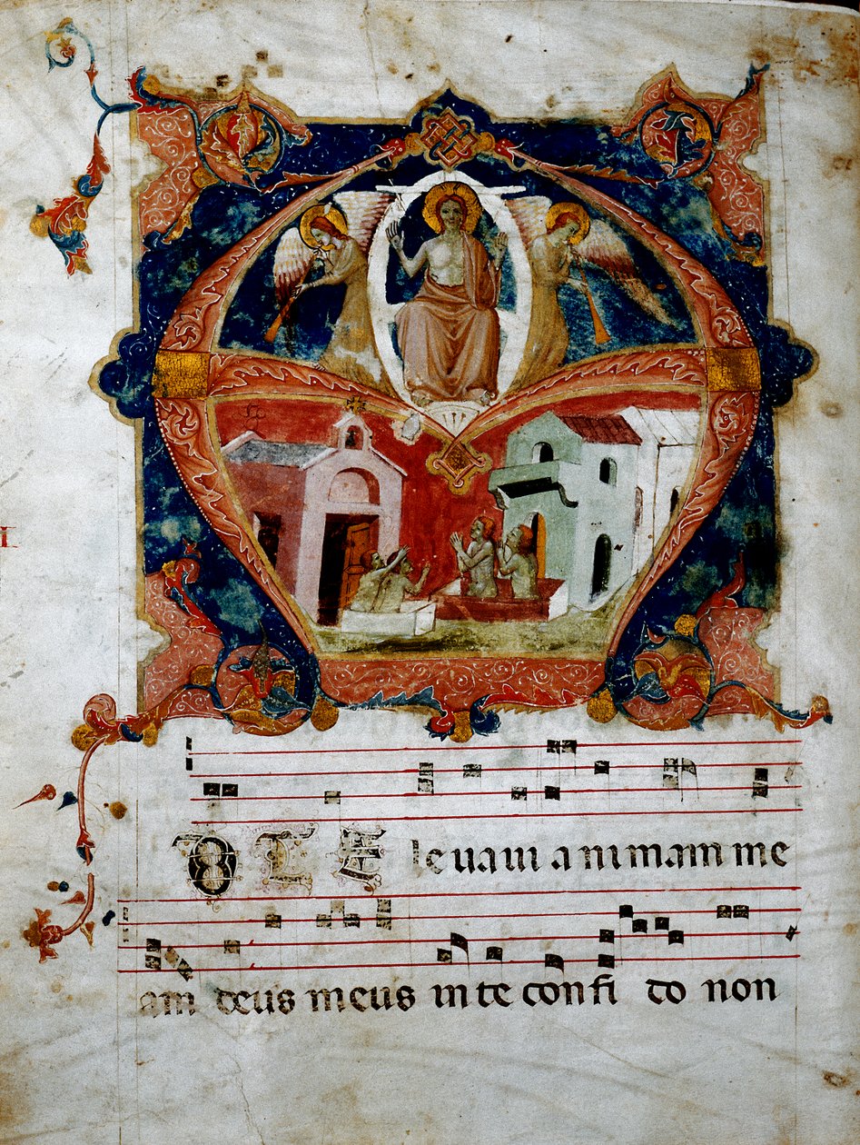 Miniatura del Giorno del Giudizio da un pergamena corale da Italian School
