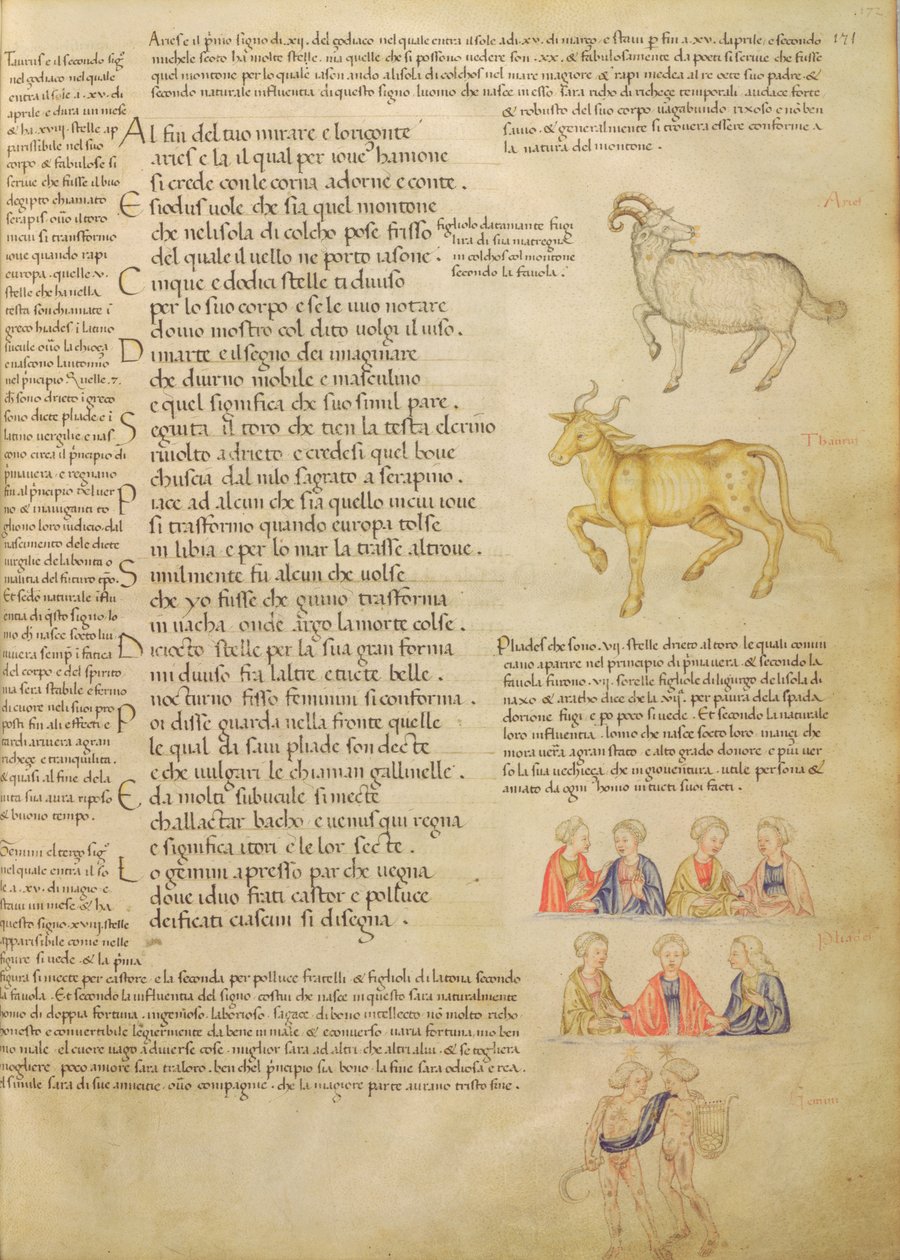 Ms Italien 87 fol.171 Pagina che illustra i segni astrologici, da 
