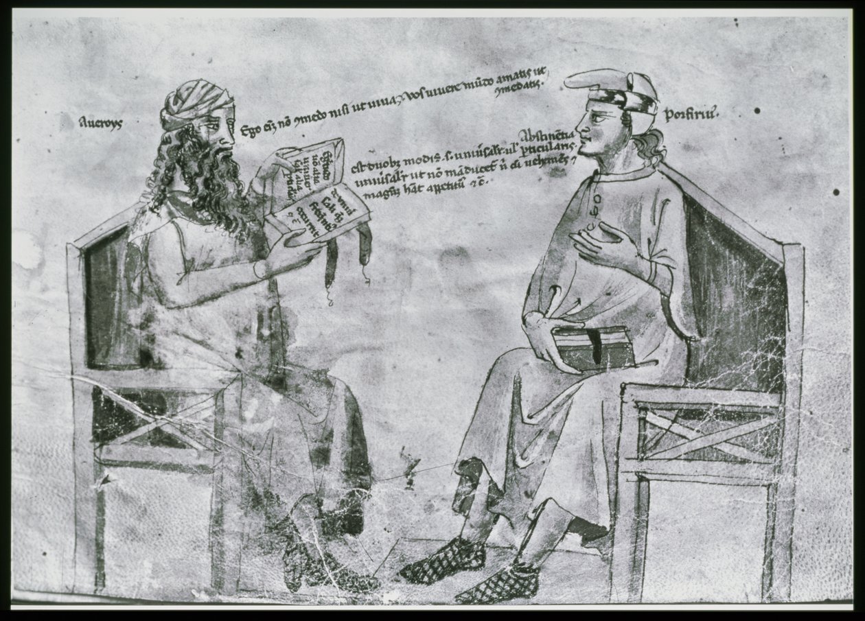 Ms Lat 6823 fol.2 Averroè (1126-98) in conversazione con Porfirio (c.232-c.305) da Italian School