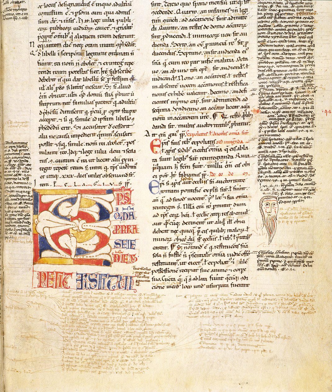 Ms. McClean 135, f.96r: dettaglio di una iniziale istoriata a forma di pianta da Gratians Decretum, fine XII secolo da Italian School