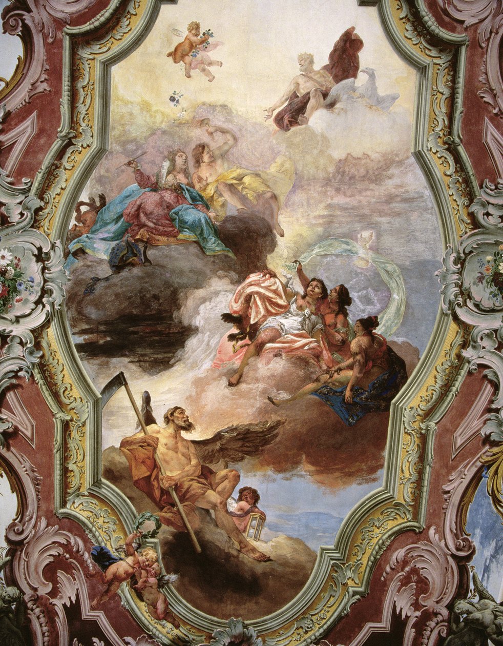 Scena mitologica con Giove, Giunone, le Muse e il Padre Tempo da Italian School