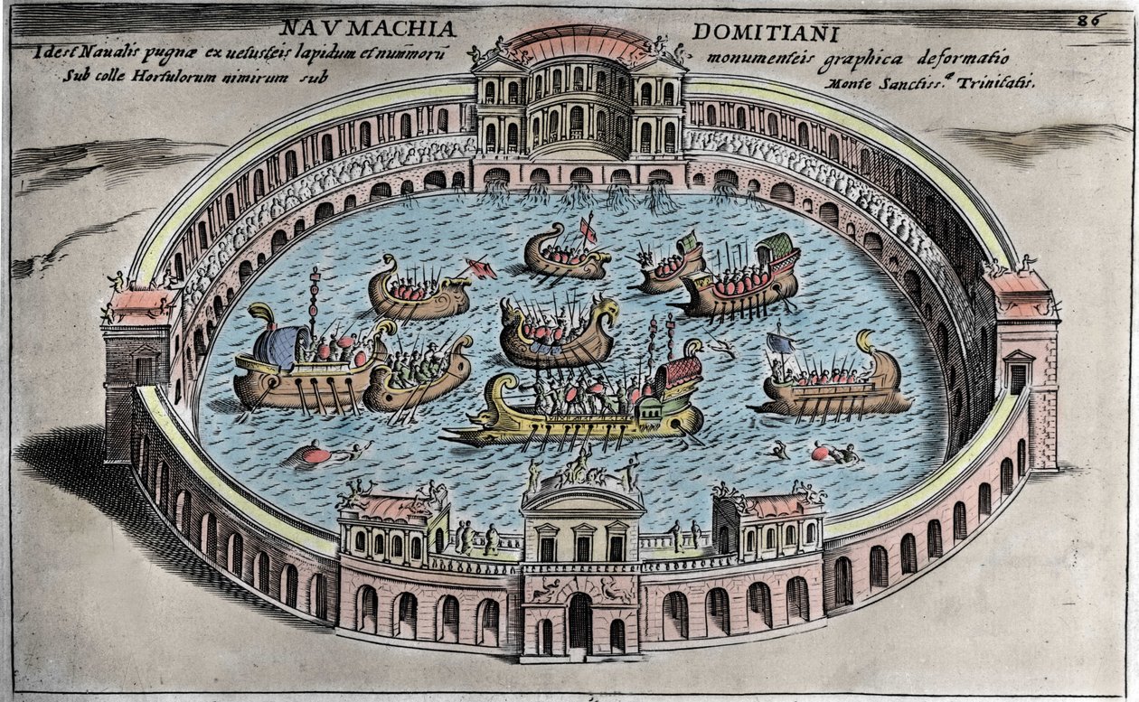 Naumachia, combattimento navale in un anfiteatro a Roma. da Italian School