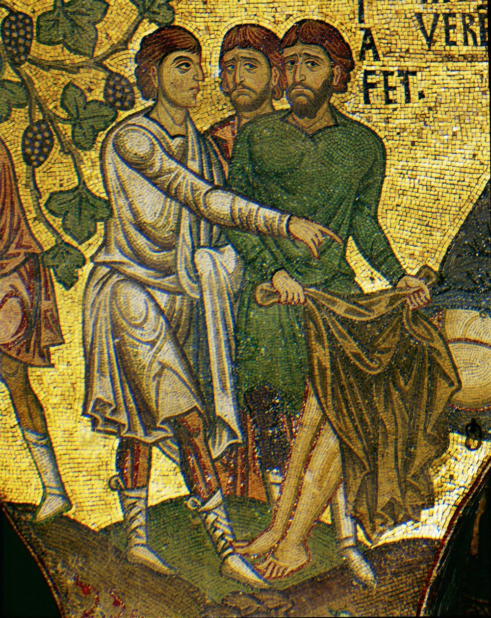 I figli di Noè coprono il padre ubriaco ... (mosaico) da Italian School