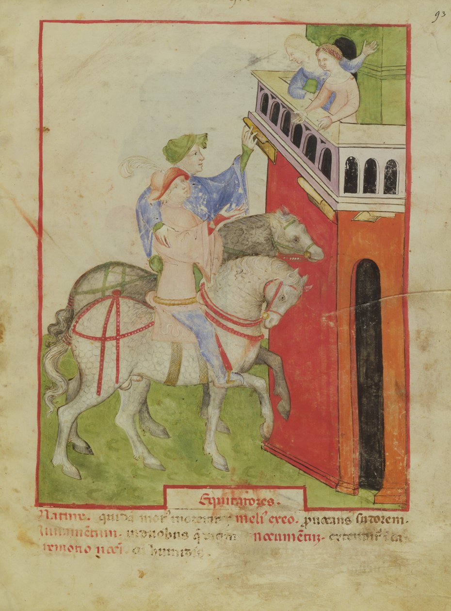 Equitazione, dal Tacuinum Sanitatis, c.1390-1400 da Italian School