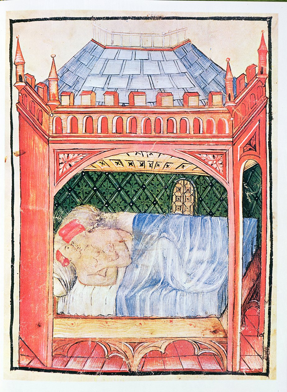 Coppia a letto, dal Tacuinum Sanitatis, c.1390-1400 da Italian School