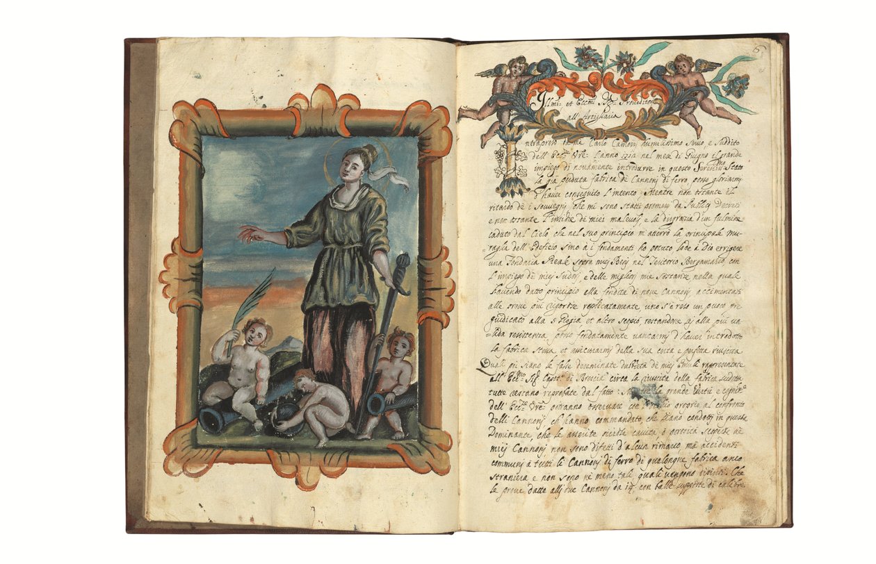 Sulla fabbricazione di armi per la Repubblica di Venezia di Carlo Camozzi di Bergamo (fl.1712), in italiano e latino, manoscritto illustrato su carta, Venezia, prima metà del XVIII secolo da Italian School