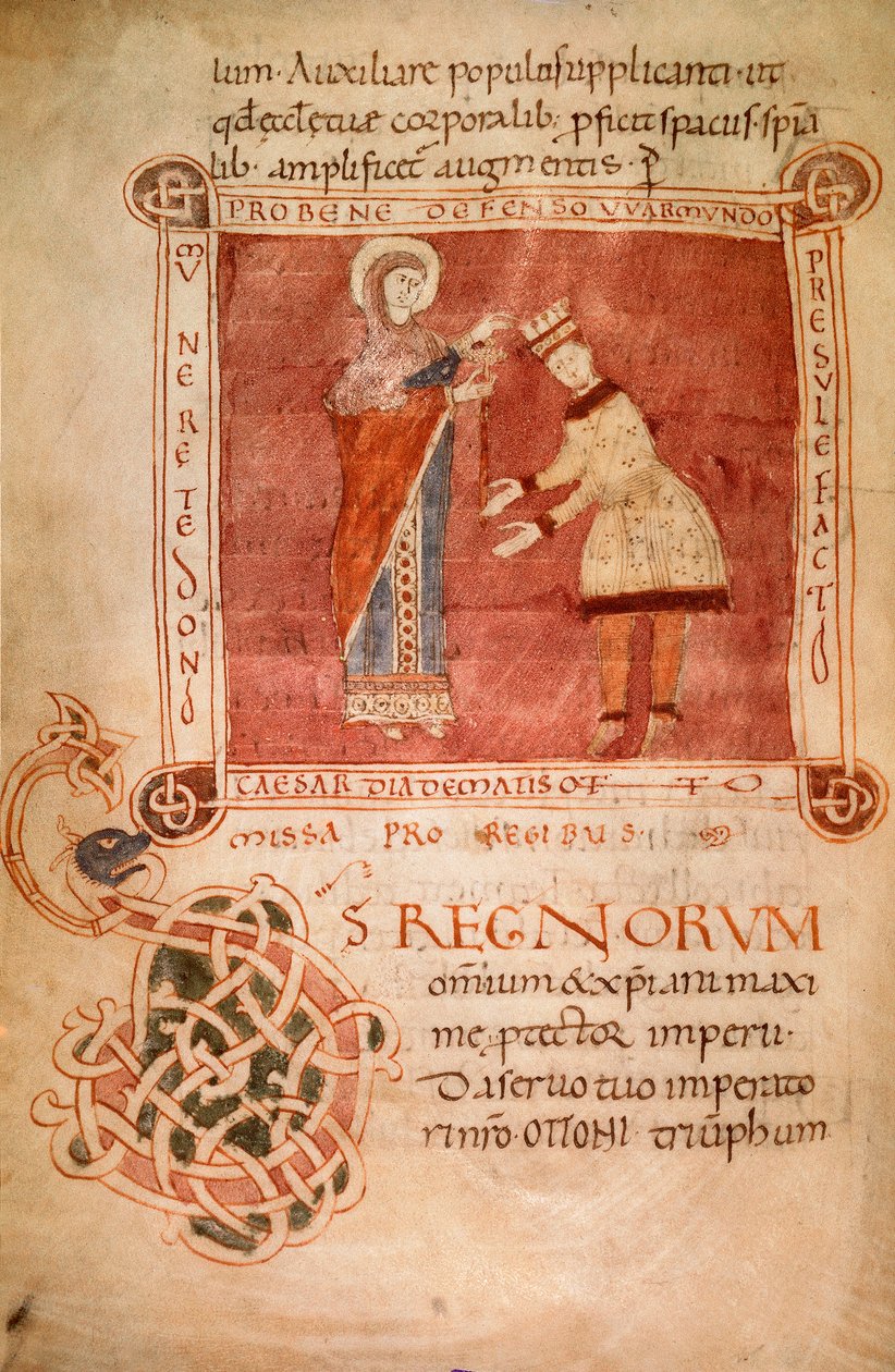 Ottone I incoronato dalla Vergine Maria, dal Sacramentario del Vescovo Warmondo da Italian School