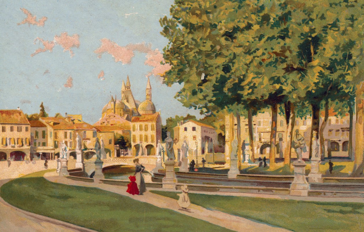 Padova / Padua: Piazza Vittorio Emanuele, Prato della Valle (chromolitho) da Italian School