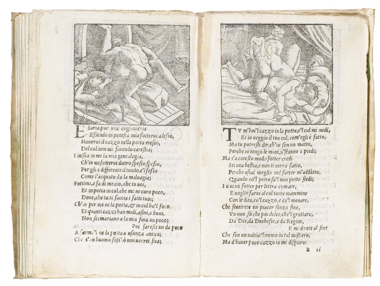 Pagina da "Sonetti Lussuriosi" di Pietro Aretino, illustrata da Giulio Romano e incisa da Marcantonio Raimondi, pubblicata a Venezia, c.1527 da Italian School