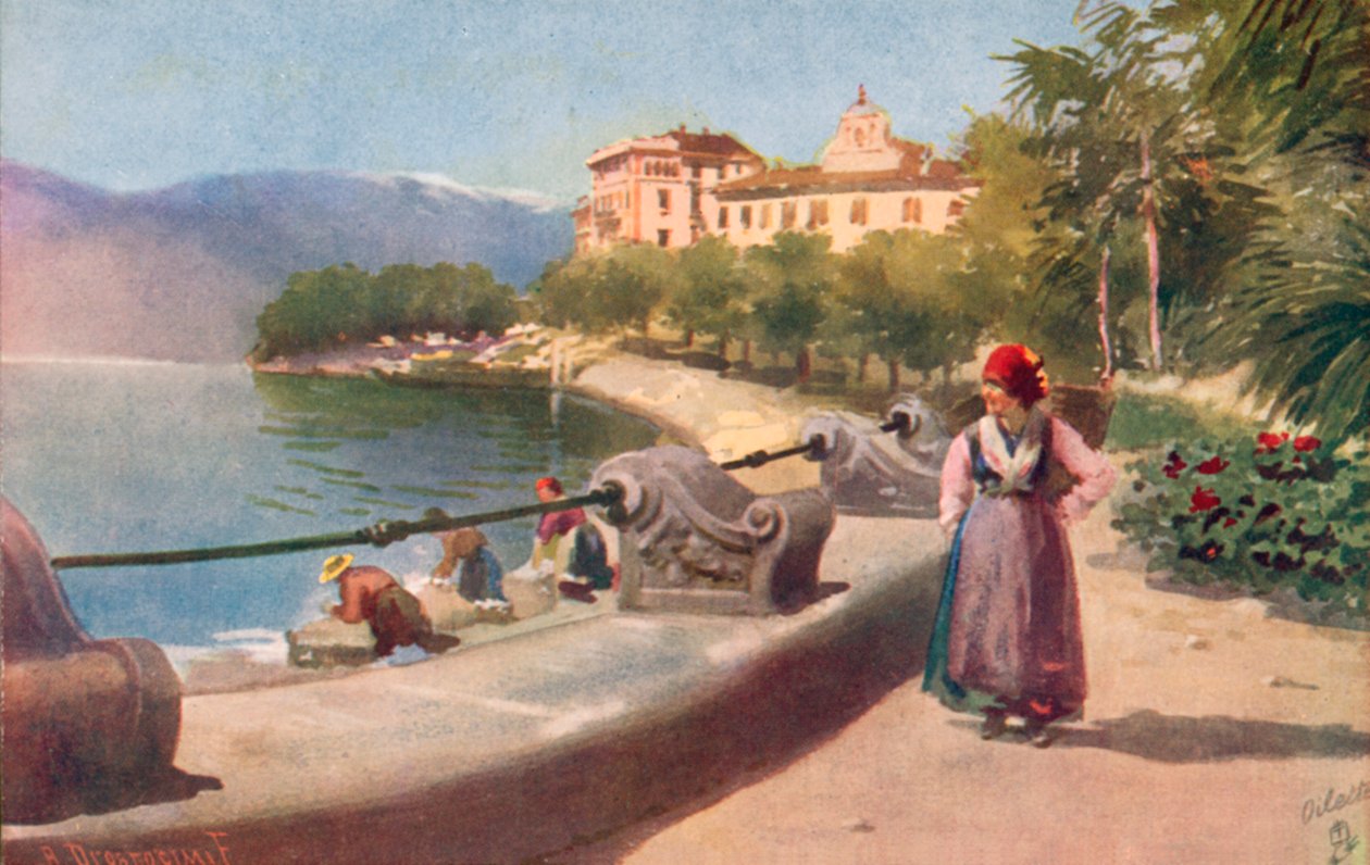 Pallanza, Lake Maggiore, Italy (colour litho) da Italian School