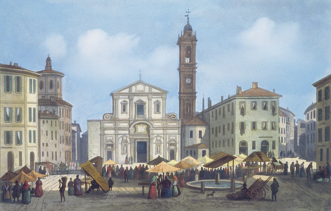 Piazza Santo Stefano da Vedute di Milano e dintorni da Italian School