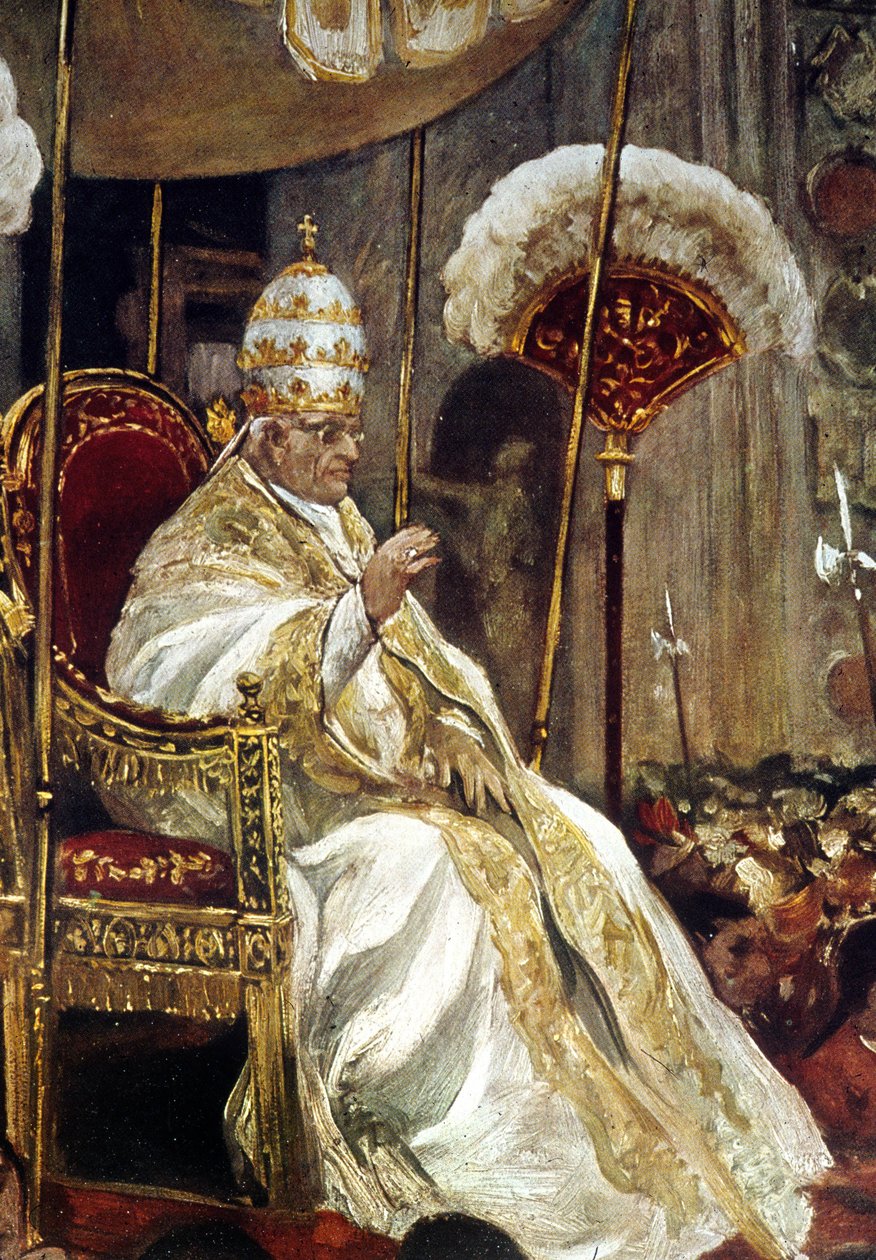 Il Santo Padre Pio XI in arrivo nella Basilica di San Pietro porta sulla "Sedia gestatoria", Pasqua 1937 (olio su tela) da Italian School