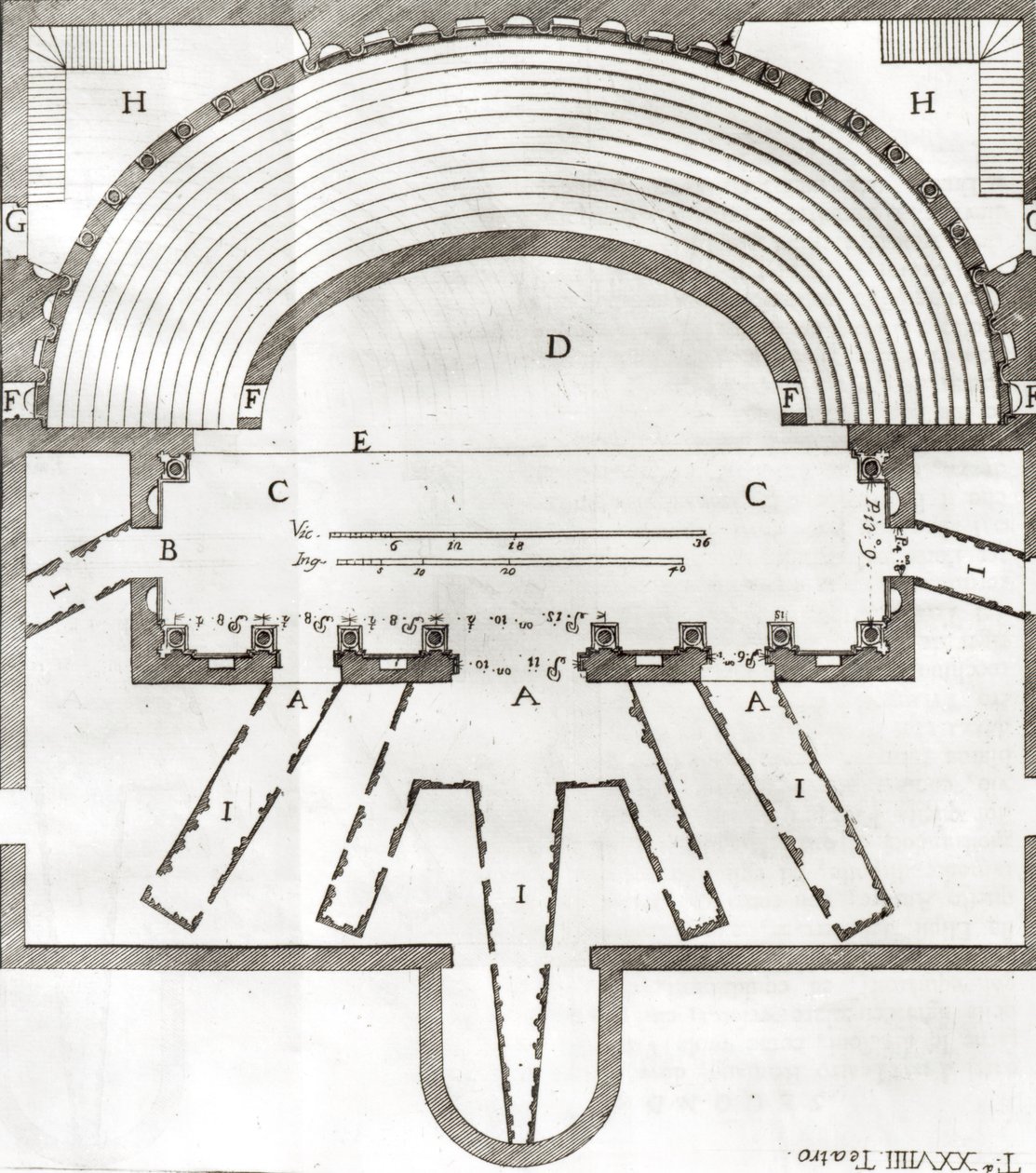 Piano del Teatro Olimpico, Vicenza, progettato da Andrea Palladio, costruito nel 1580-85 da Italian School