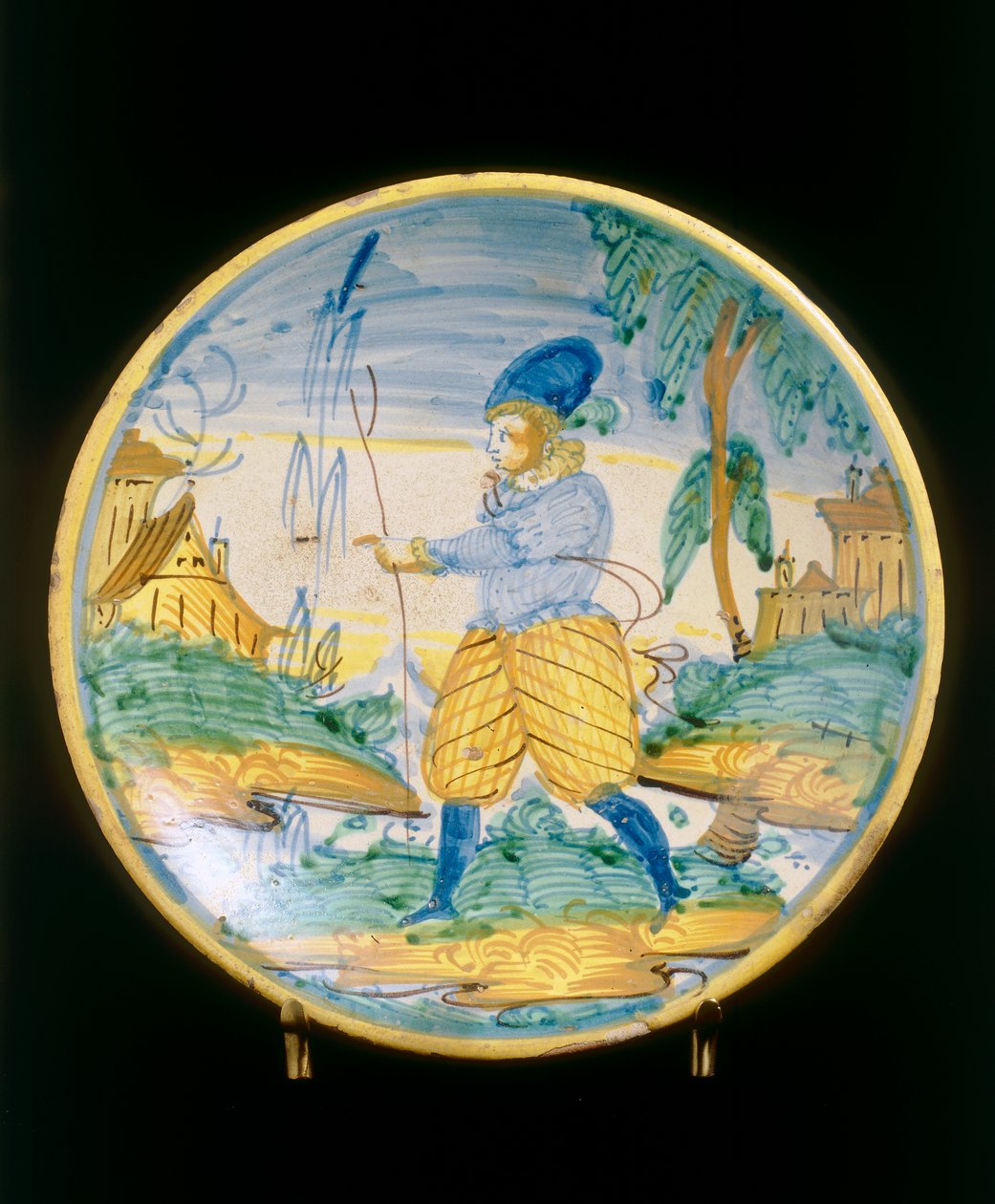 Piatto con figura giovane, manifattura di Montelupo da Italian School