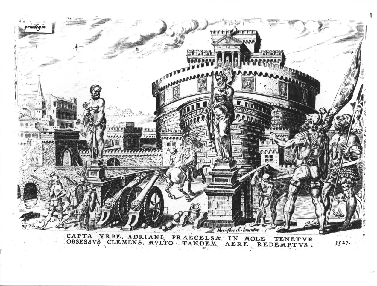 Papa Clemente VII (1478-1534) è assediato da Carlo V (1500-58) nella Torre di Adriano, 1527 da Italian School
