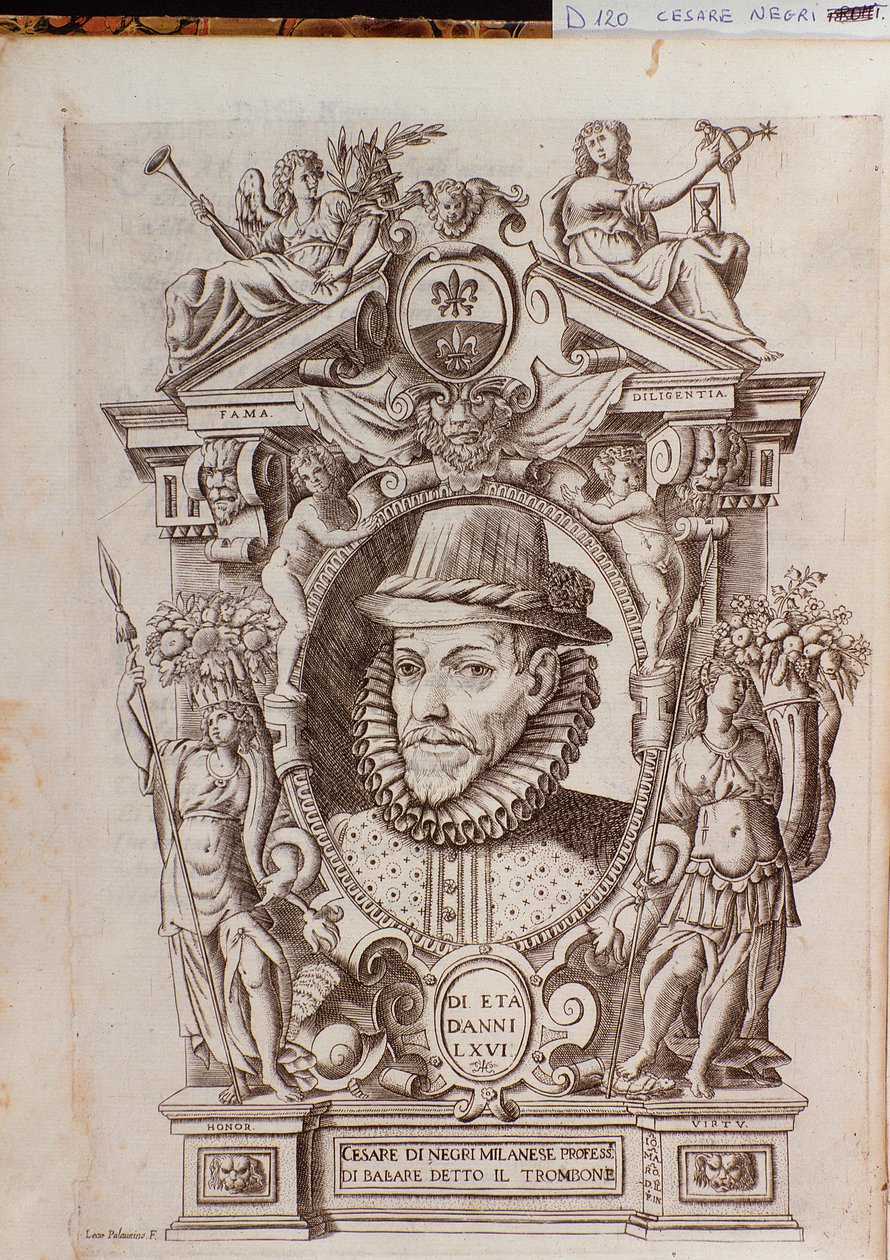 Ritratto di Cesare Negri detto Il Trombone (1536-1604), un ballerino italiano da Italian School