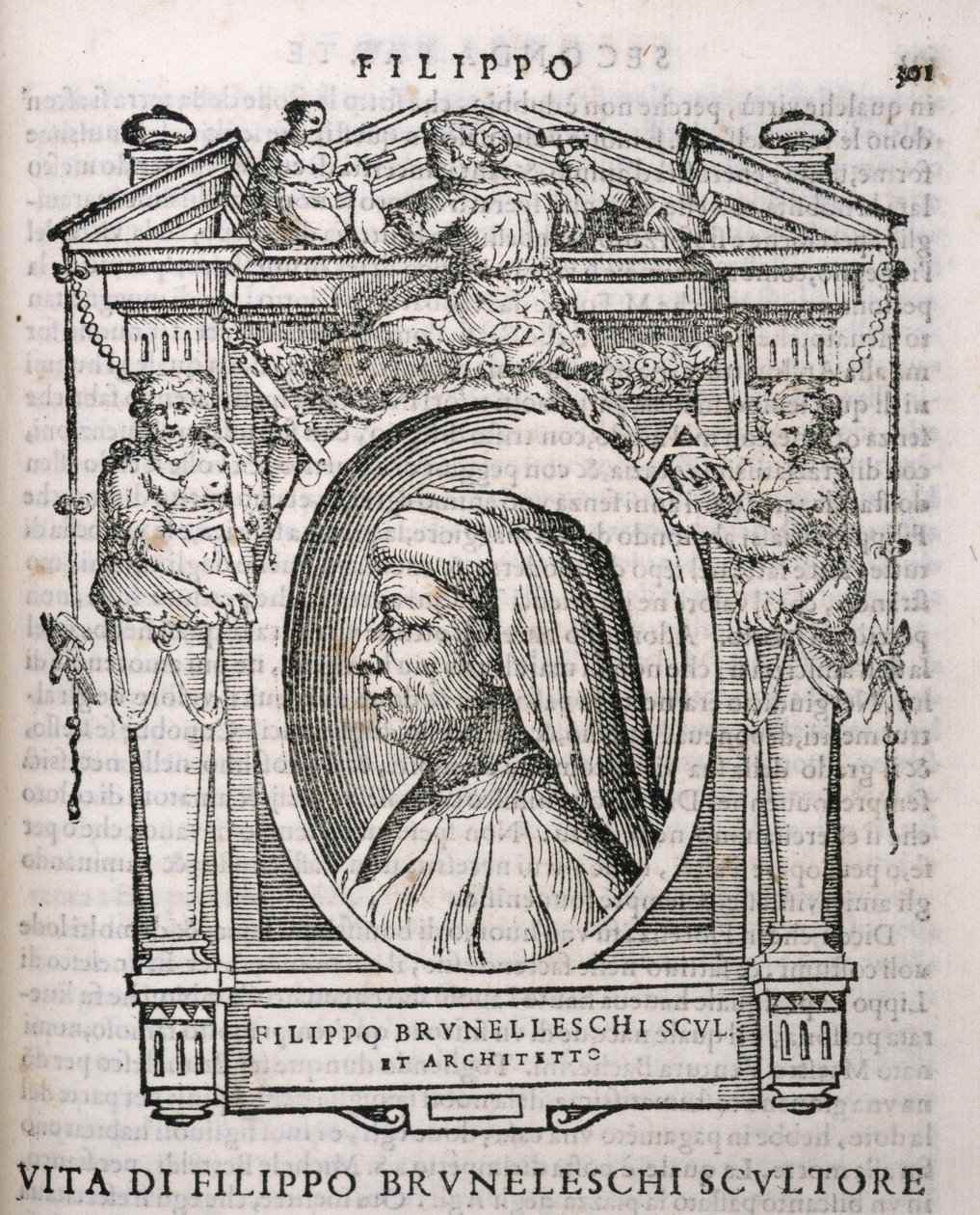 Ritratto di Filippo Brunelleschi (1377-1446) da Le vite de