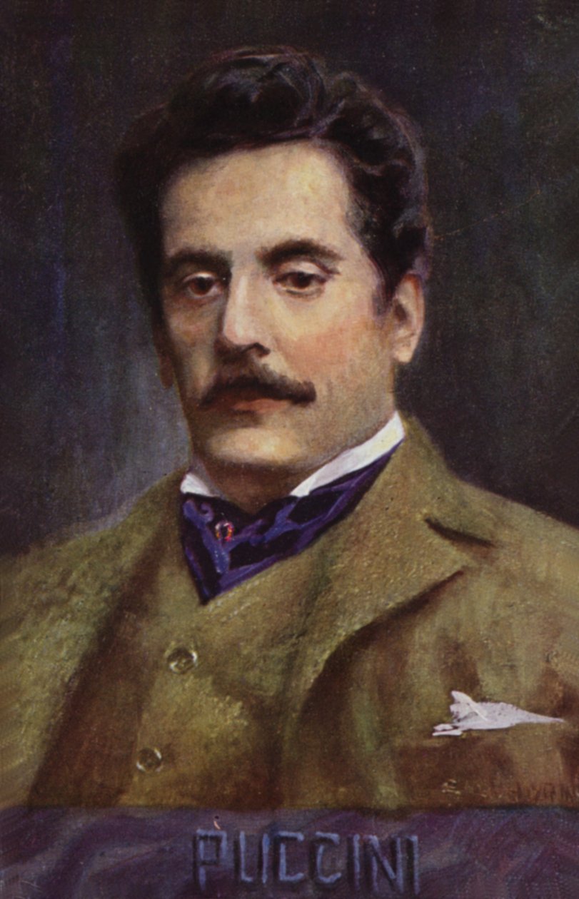 Ritratto di Giacomo Puccini (litografia a colori) da Italian School