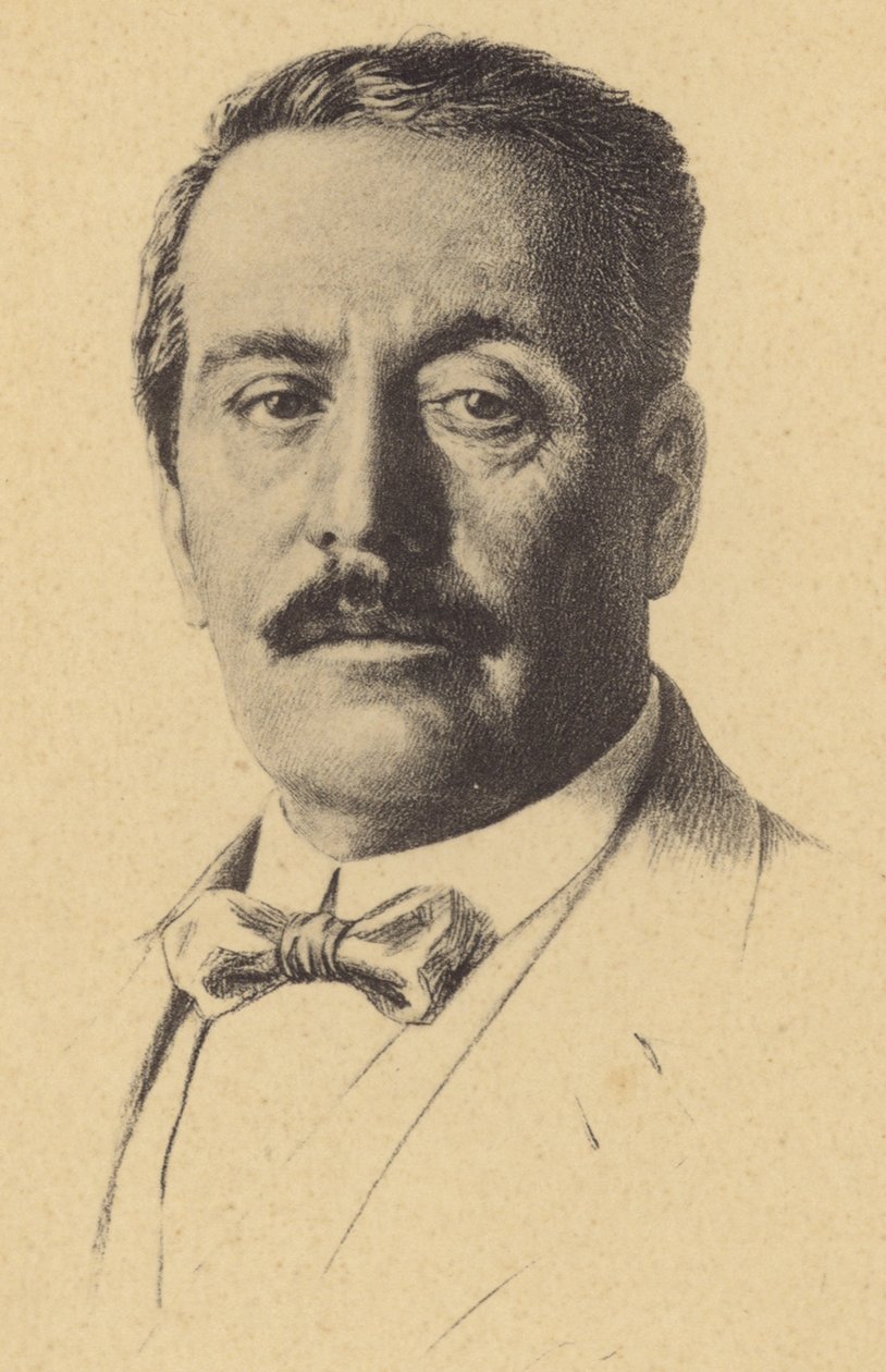 Ritratto di Giacomo Puccini (litografia) da Italian School