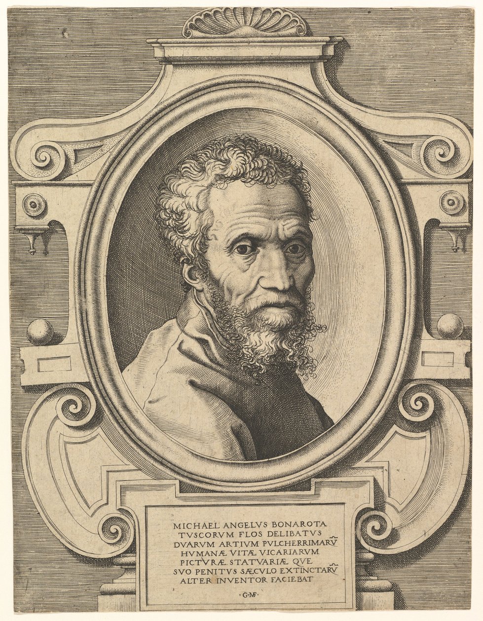 Ritratto di Michelangelo, pub. c. 1564 da Italian School