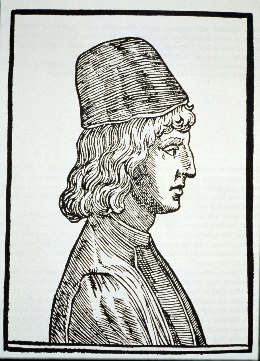 Ritratto di Pico della Mirandola (1463-94), da Delle Celeste Fisionomia di Giovanni Battista della Porta, Padova 1616, illustrato in Storia della Magia, pubblicato alla fine del XIX secolo da Italian School