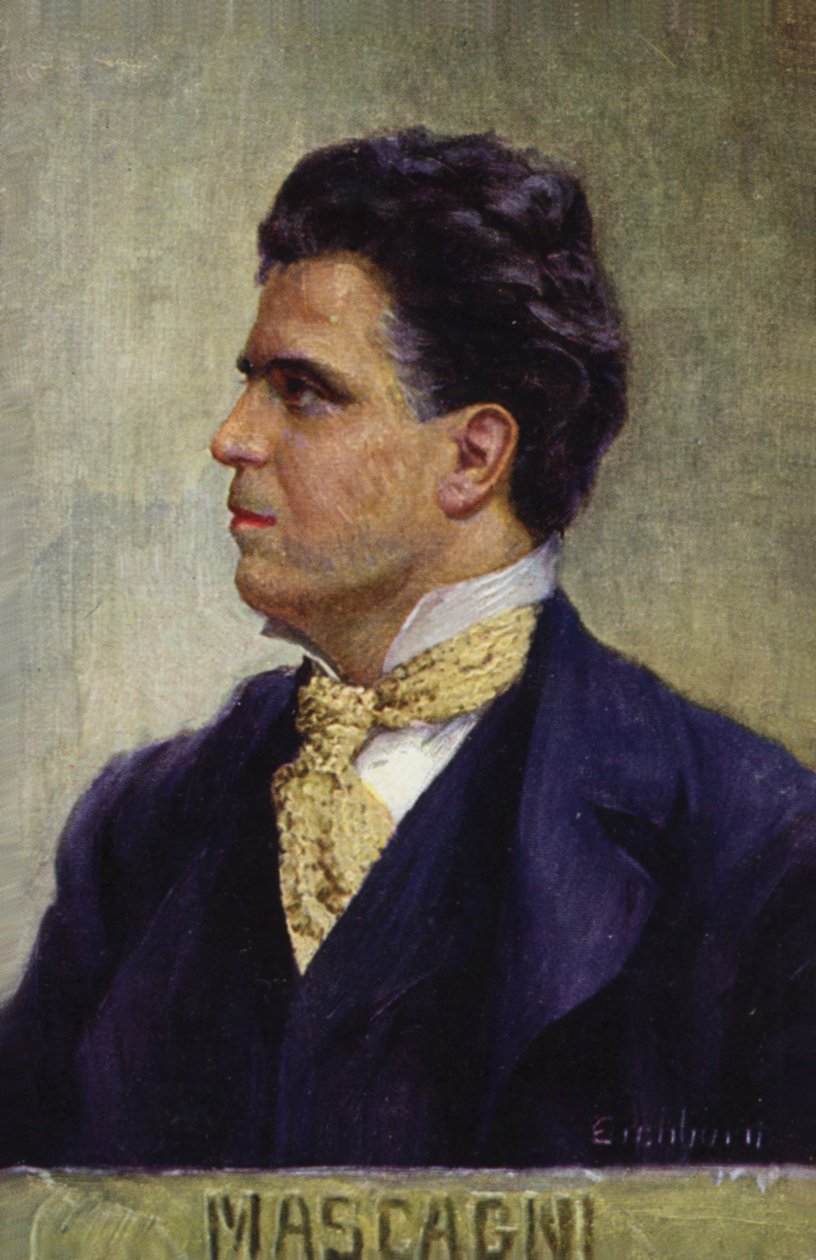 Ritratto di Pietro Mascagni (litografia a colori) da Italian School