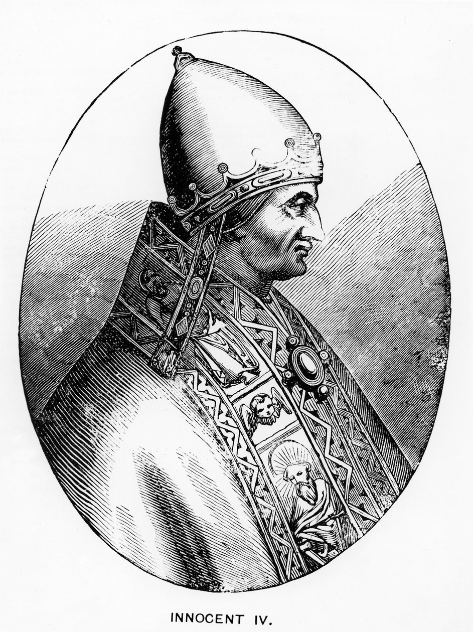 Ritratto di Papa Innocenzo IV (m.1254) illustrazione da Science and Literature in the Middle Ages and Renaissance, scritto e inciso da Paul Lacroix, 1878 da Italian School