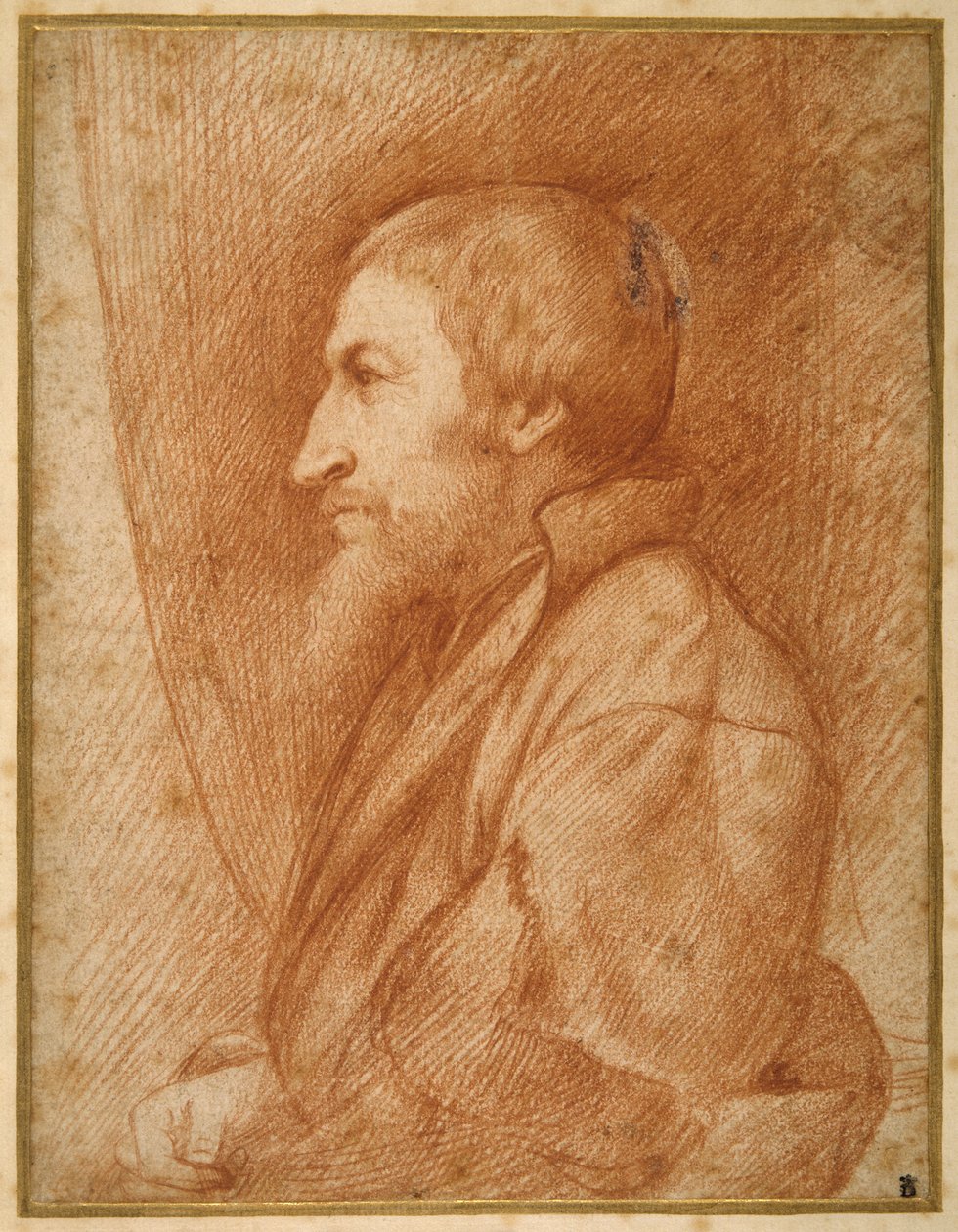 Ritratto di profilo (autoritratto?) di un uomo con la barba da Italian School