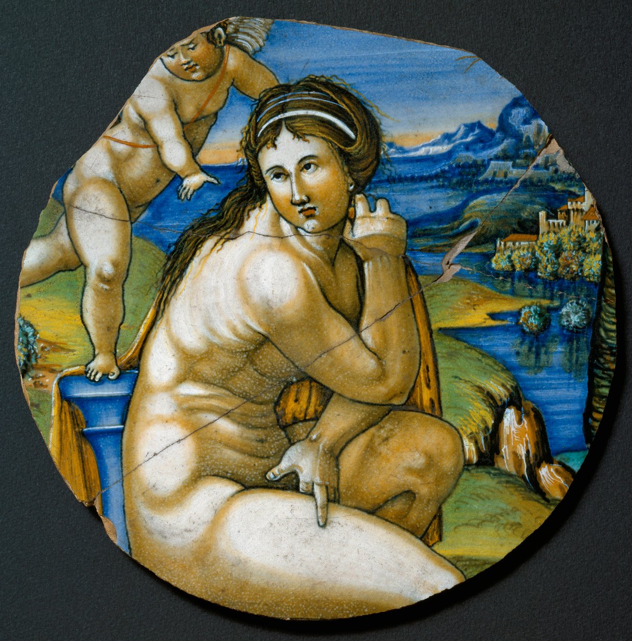 Rappresentazione di Venere, piatto in ceramica prodotto a Faenza, Italia. Intorno al 1530. Firenze, Museo Nazionale del Bargello da Italian School