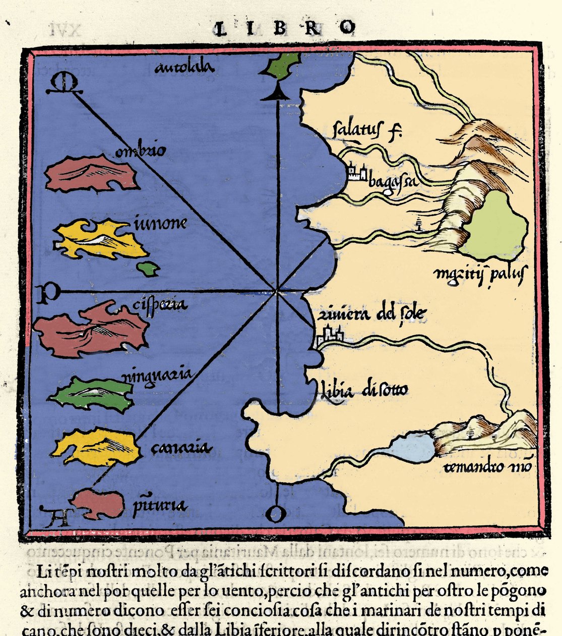 Rappresentazione delle Isole Canarie. Isolario (mappa delle isole) di Benedetto Bordone. Venezia 1547 da Italian School