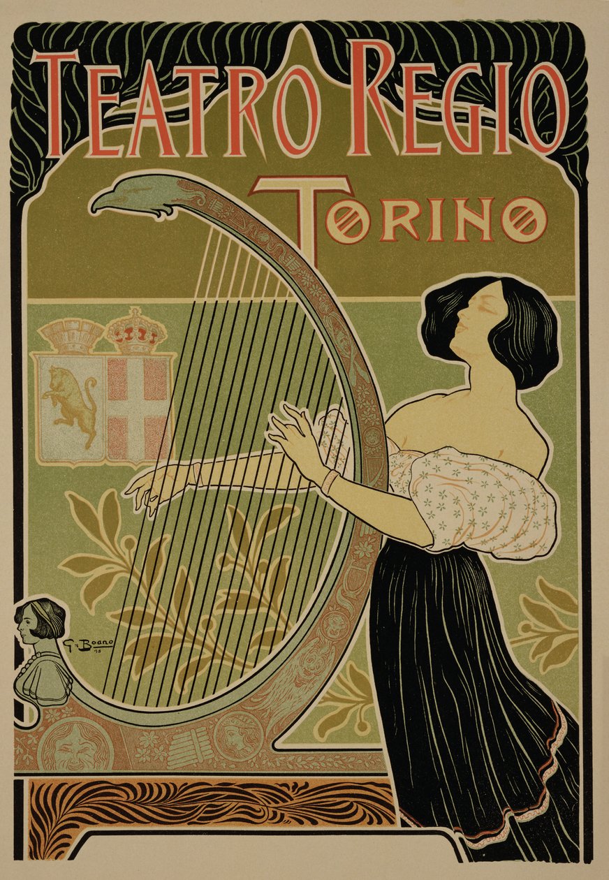 Riproduzione di un poster pubblicitario del Teatro Reale, Torino da Italian School