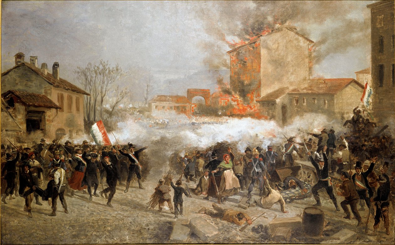 Rivoluzioni del 1848, Cinque Giornate di Milano: gli insorti prendono porta Tosa il 22 marzo (dipinto) da Italian School