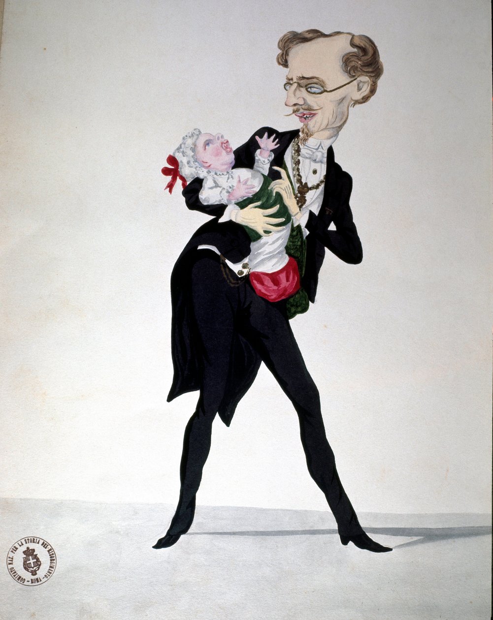 Risorgimento: vignetta che rappresenta il Ministro delle Finanze Bettino Ricasoli (1809-1880) 1865 da Italian School