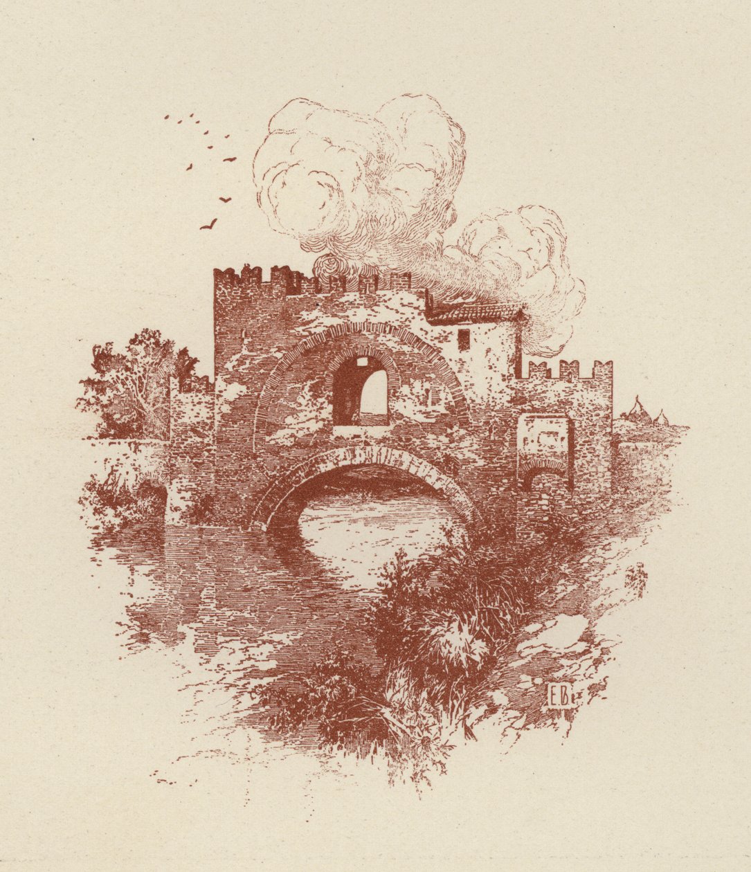Roma, Ponte Nomentano (litografia) da Italian School