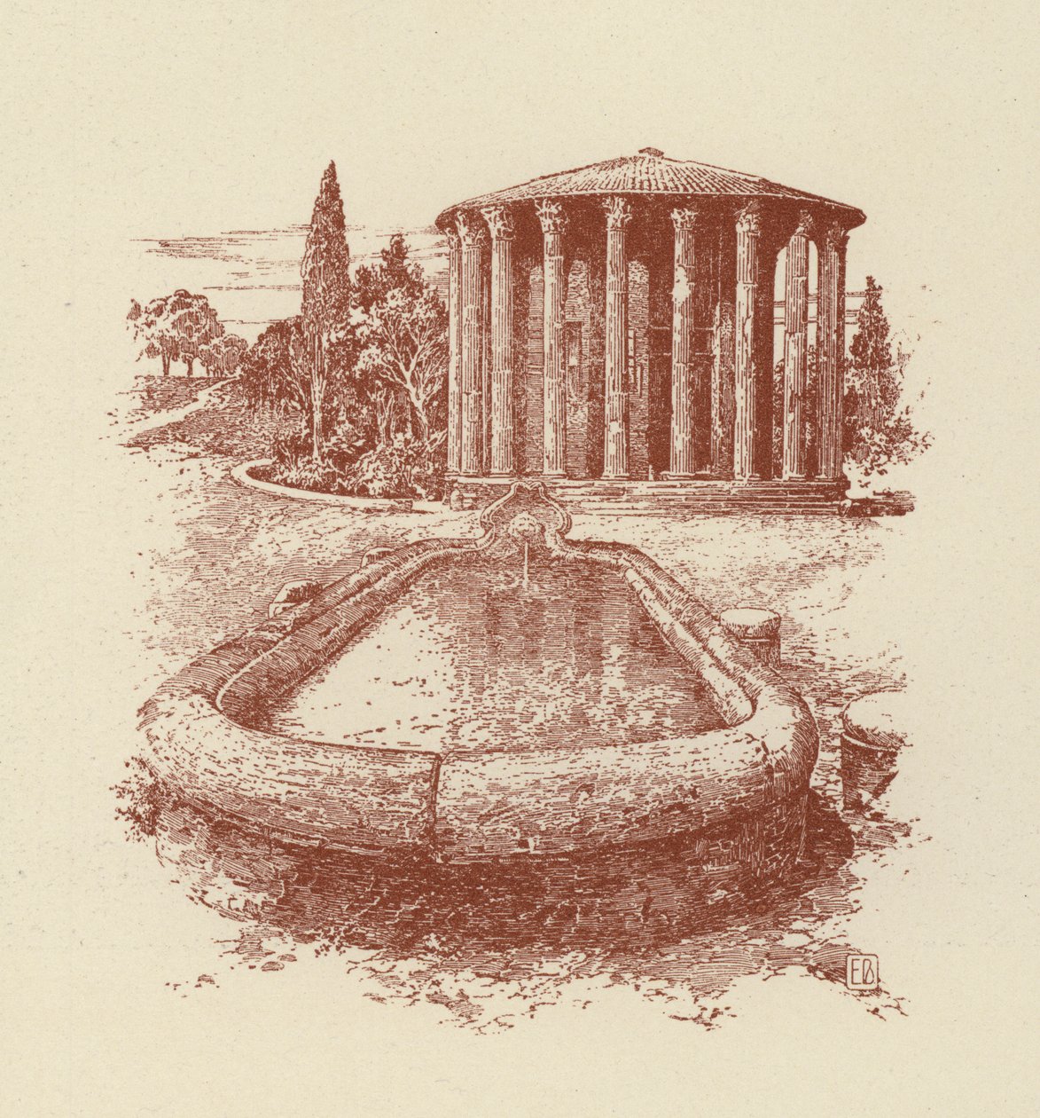 Roma, Tempio di Vesta (litho) da Italian School