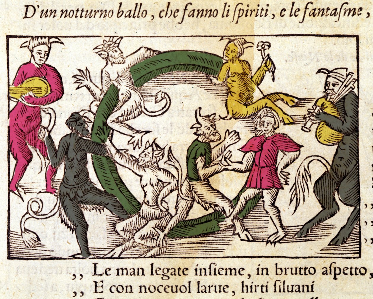 Cerimonia del sabato con streghe. Incisione di Olaus Magnus (1490 - 1557), religioso e geografo svedese, “Historia de Gentis Septentrionalibus”, Venezia da Italian School