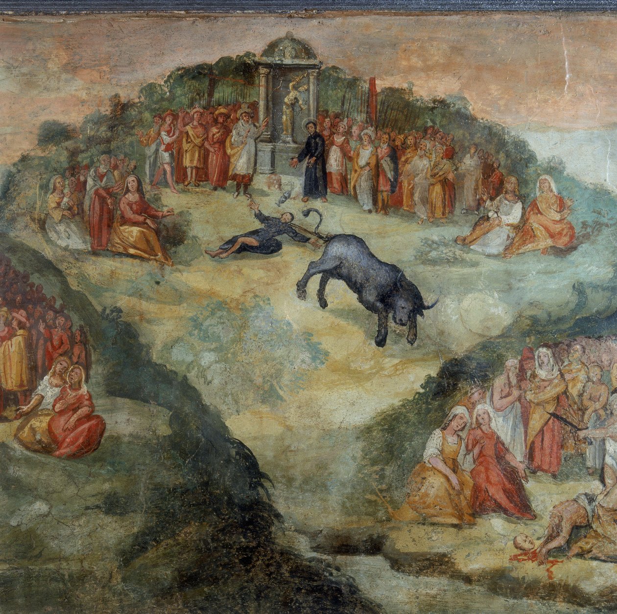San Ippolito che getta il turibolo datogli da Pontefice Battistello per sacrificare a Giove, dettaglio del dipinto del Martirio di San Ippolito e dei suoi Compagni da Italian School