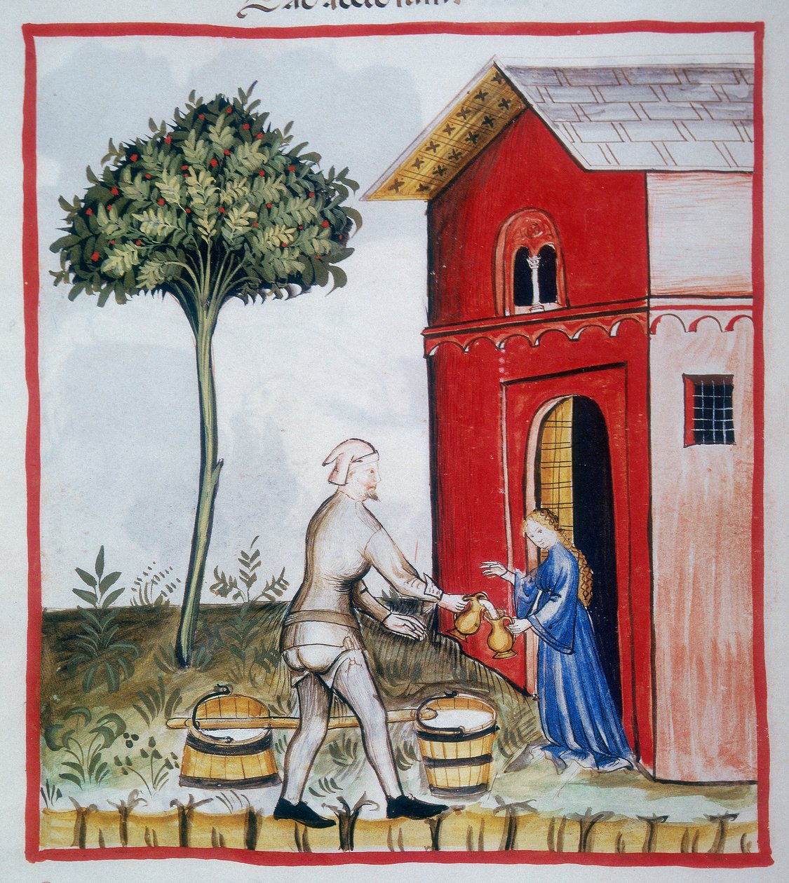 Vendita di latte acido, Tacuinum Sanitatis, Codex Vindobonensis Series Nova 2644 da Italian School