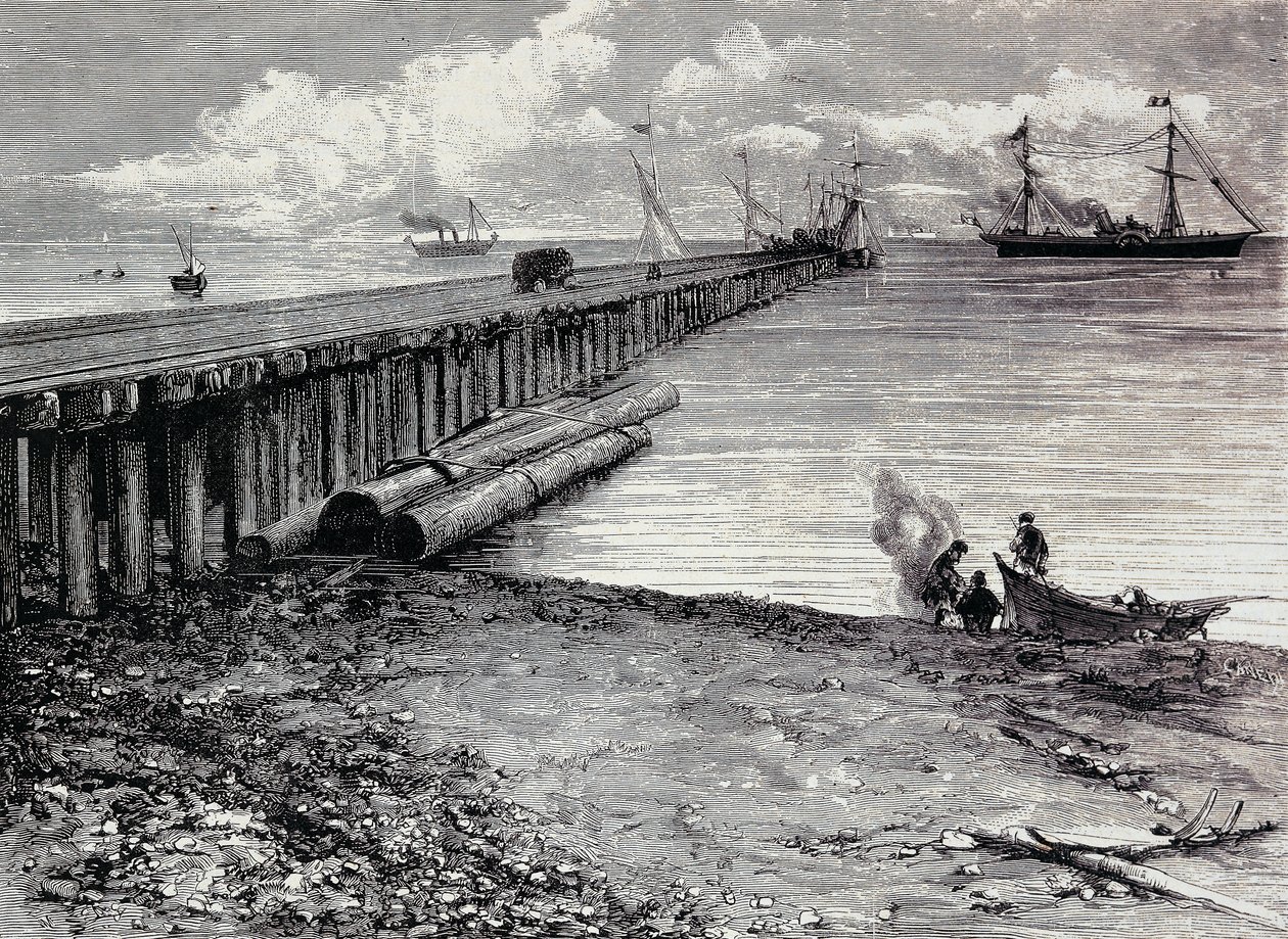 Miniera di San Leon, ponte di carico del minerale per Maddalena, Incisione, Sardegna, Italia da Italian School