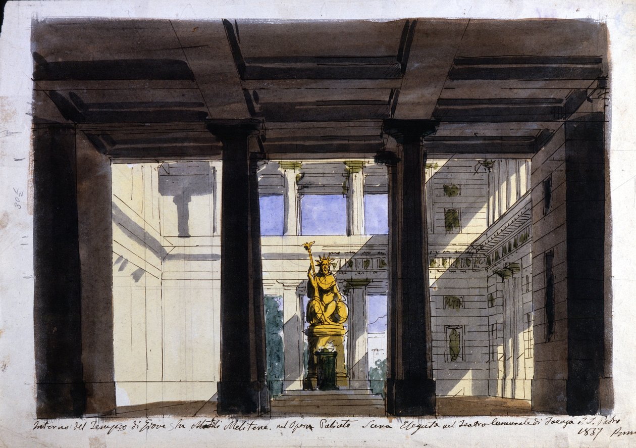 Scenografia per "Poliuto", Teatro Comunale, Faenza, 1857 da Italian School