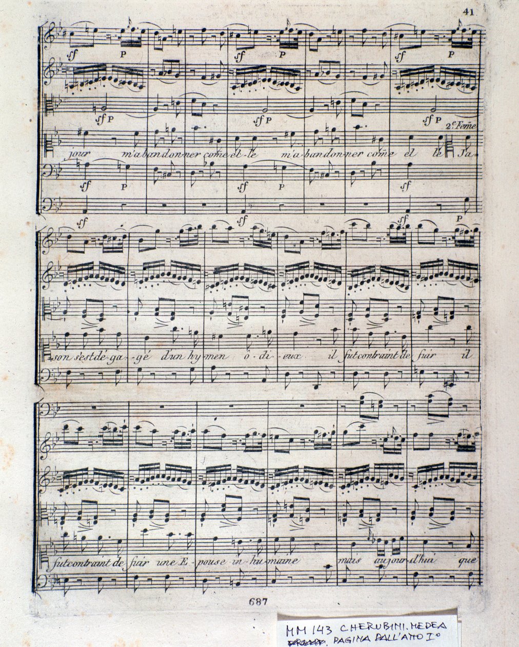 Spartito di Medea (atto 1), opera di Luigi Cherubini da Italian School