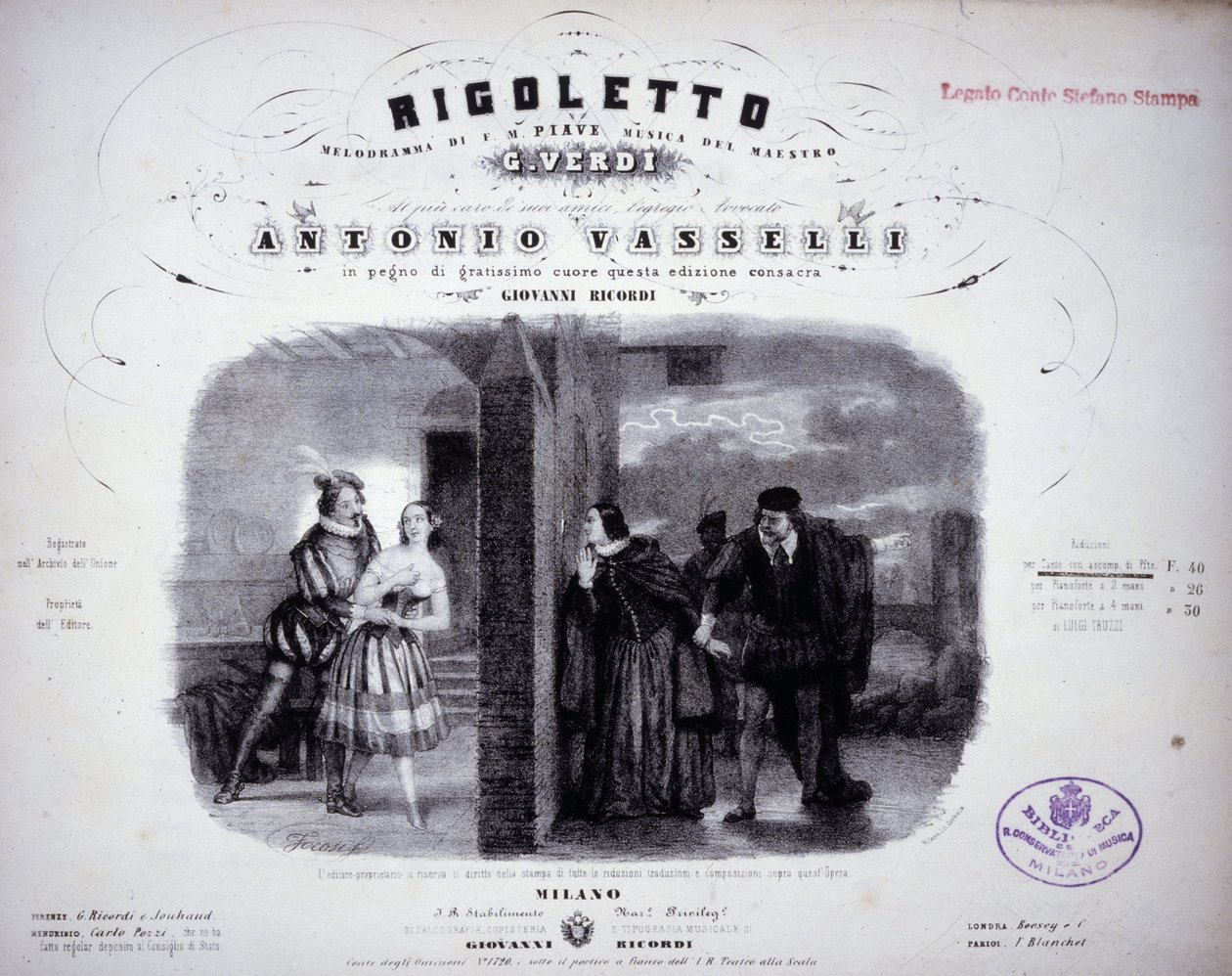 Spartito di "Rigoletto" di Verdi da Italian School
