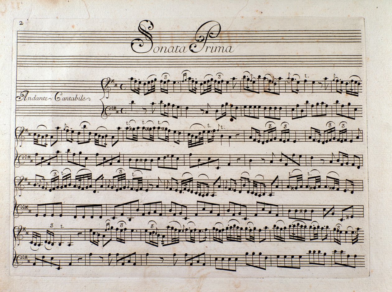 Pagina di spartito per "Sonata per violino e basso continuo" di Giuseppe Tartini da Italian School