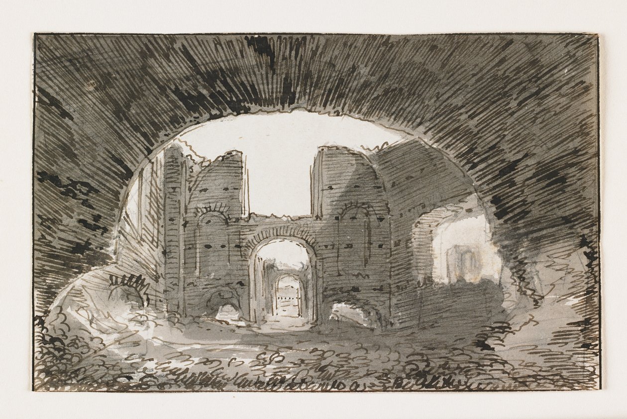 Schizzo delle Terme di Caracalla, inizio XIX secolo da Italian School