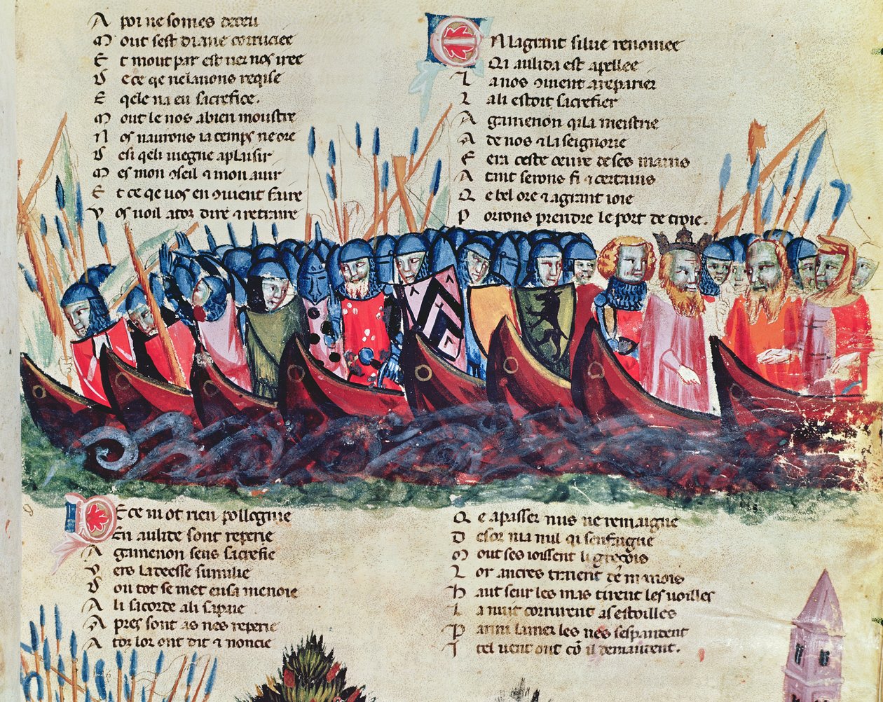 Soldati nelle loro navi, dal Codice Benito de Santa Mora da Italian School
