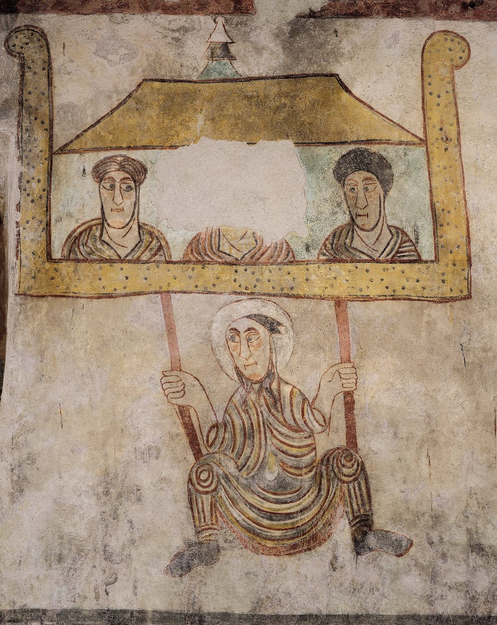 San Procolo che dondola su una corda (dettaglio), affreschi (VIII secolo), Chiesa di San Procolo, Naturno, Val Venosta, Trentino-Alto Adige, Italia da Italian School