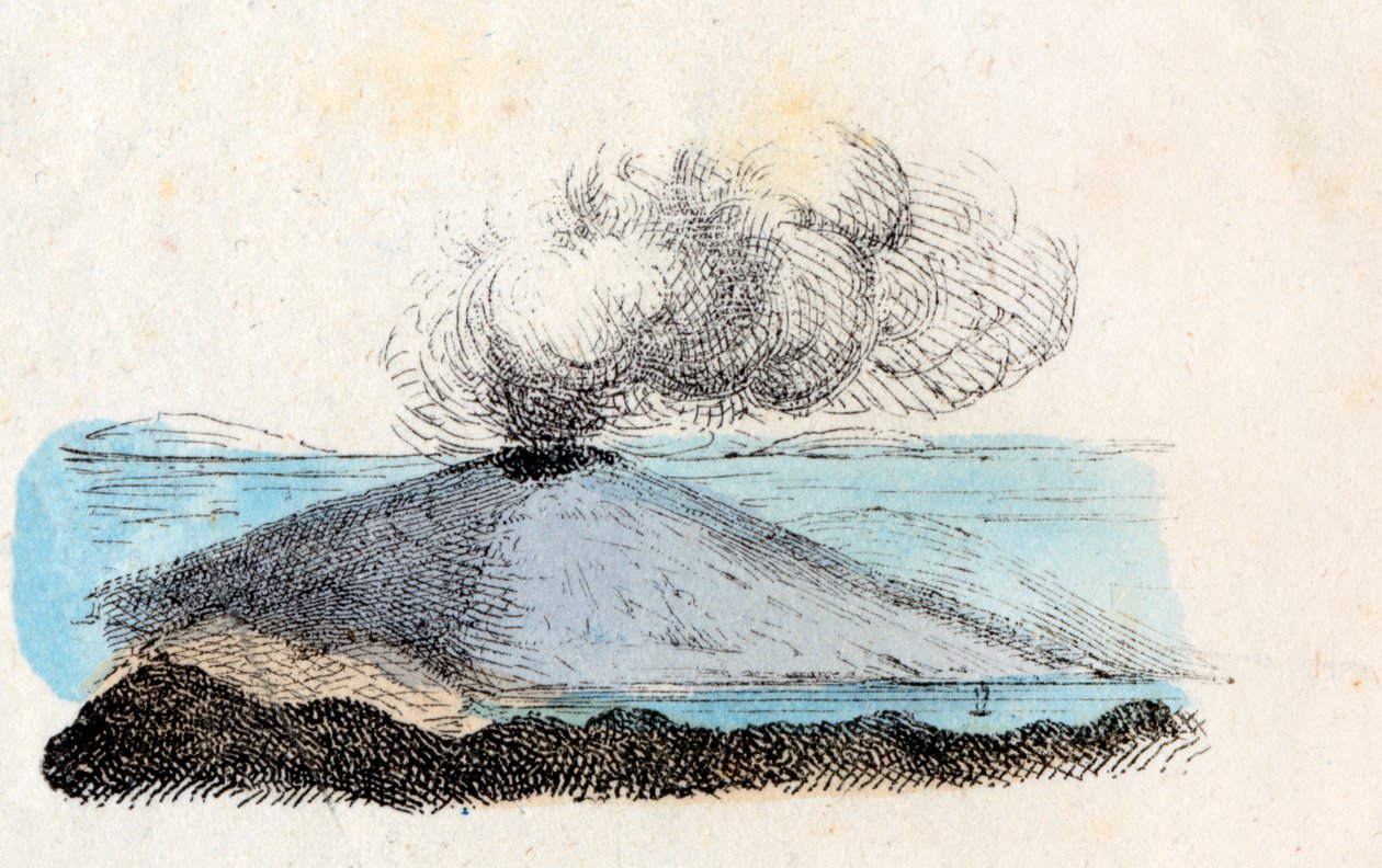 Vulcano fumante o a riposo, Litografia Corbetta, Milano da Italian School